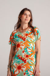 Vestido Alma multi cuello en v o redondo  - Azul Tropical